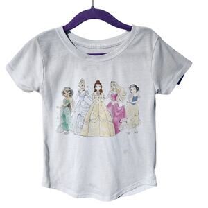 Disney Girls 5T Short Sleeve Classic Princesses Tee Shirt Light Gray Retro OG